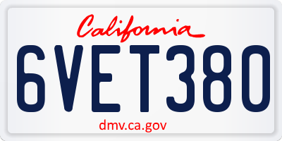 CA license plate 6VET380
