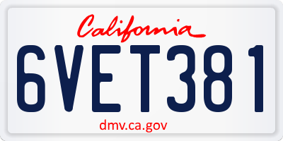 CA license plate 6VET381