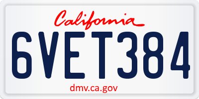 CA license plate 6VET384