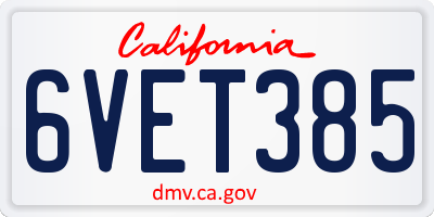 CA license plate 6VET385