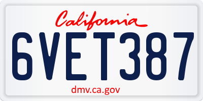 CA license plate 6VET387