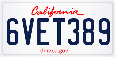 CA license plate 6VET389