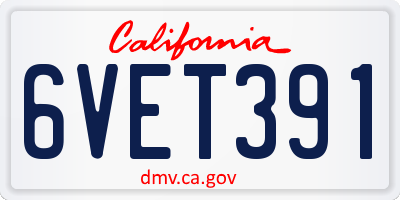 CA license plate 6VET391