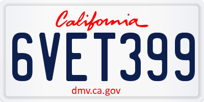 CA license plate 6VET399