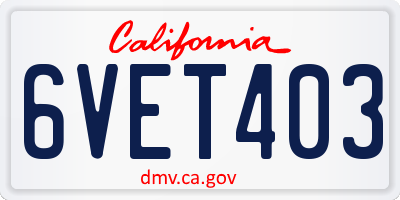 CA license plate 6VET403