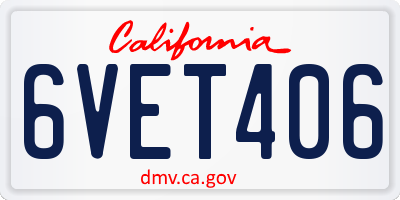 CA license plate 6VET406