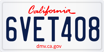 CA license plate 6VET408