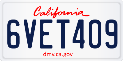 CA license plate 6VET409