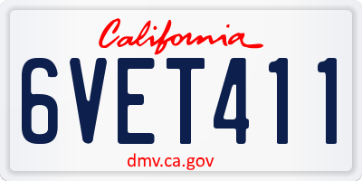 CA license plate 6VET411
