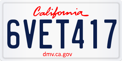CA license plate 6VET417