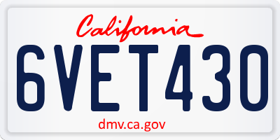 CA license plate 6VET430