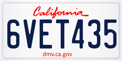 CA license plate 6VET435