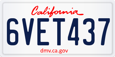 CA license plate 6VET437