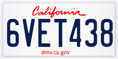 CA license plate 6VET438