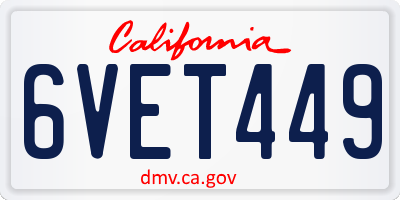 CA license plate 6VET449