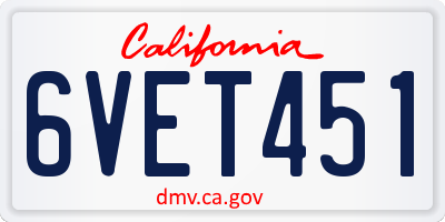 CA license plate 6VET451