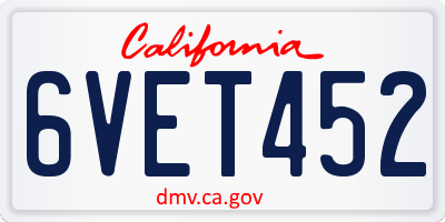 CA license plate 6VET452