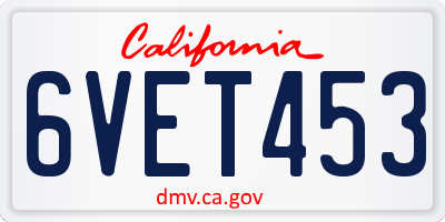 CA license plate 6VET453
