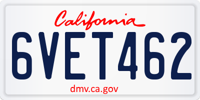 CA license plate 6VET462