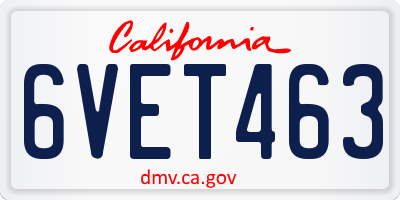 CA license plate 6VET463
