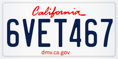 CA license plate 6VET467