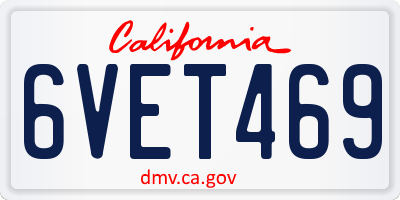 CA license plate 6VET469