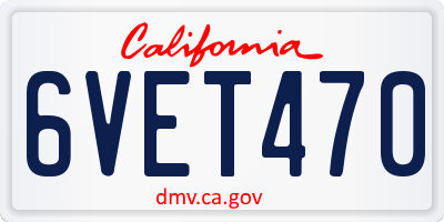 CA license plate 6VET470