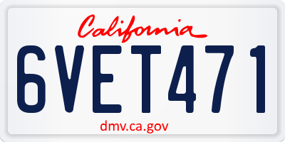 CA license plate 6VET471