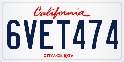 CA license plate 6VET474