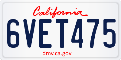 CA license plate 6VET475