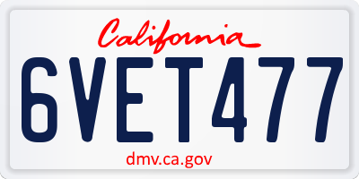 CA license plate 6VET477