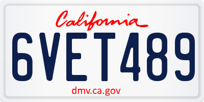 CA license plate 6VET489