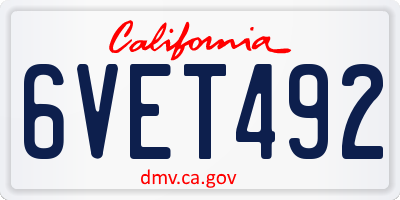 CA license plate 6VET492