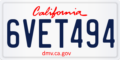 CA license plate 6VET494