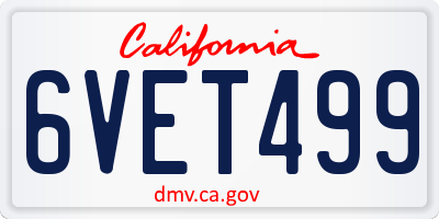 CA license plate 6VET499