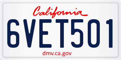 CA license plate 6VET501
