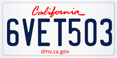 CA license plate 6VET503
