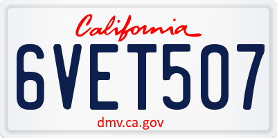 CA license plate 6VET507
