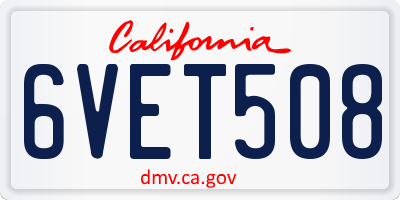 CA license plate 6VET508