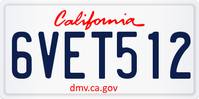 CA license plate 6VET512