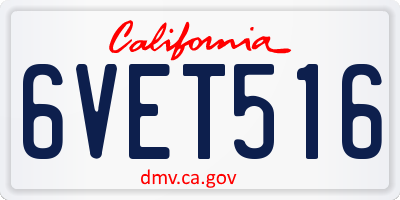 CA license plate 6VET516