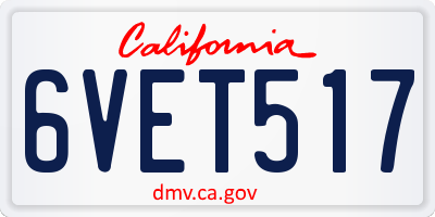 CA license plate 6VET517
