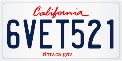CA license plate 6VET521