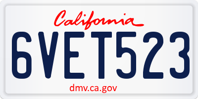 CA license plate 6VET523