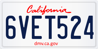 CA license plate 6VET524