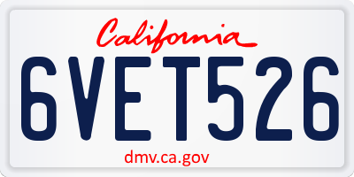 CA license plate 6VET526