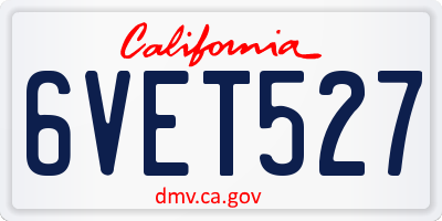 CA license plate 6VET527