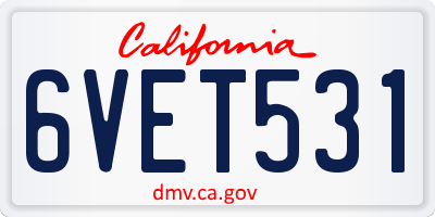CA license plate 6VET531