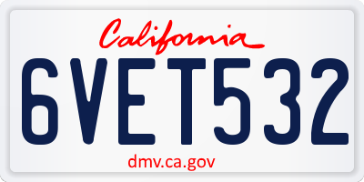 CA license plate 6VET532