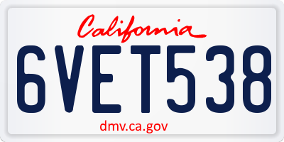 CA license plate 6VET538